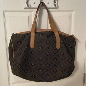 Vintage 90's Gitano Large Geometric Duffle Bag Inside Pocket Brown Tan Logo